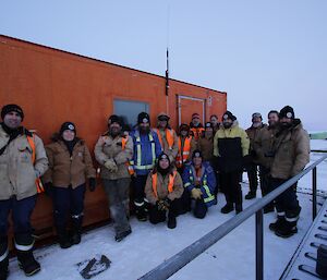 The Davis expeditioners up at the helihut to watch the last sunrise and sunset for 6 weeks on the 2nd of June