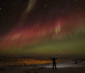 Aaron braving the minus 30 degree Celsius temperatures for a few photos of the aurora display.