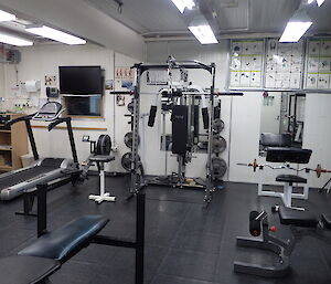 The weights room on the mezzanine in the Green store at Davis