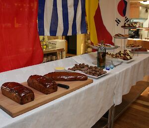A display of Dannish pastries and fancy breads for Midwinter brunch at Davis