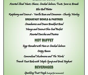 The Davis Midwinter Brunch Menu