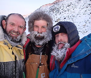 The boys after the measurements were taken — Dr John Parker, Ladge Kviz and me, Darren White