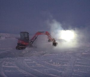 The frigid water (-2C) turning immediately to icy steam in the (-34C) air