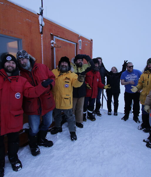 Davis expeditioners out to welcome back the sun on Sunday 10th July 2016