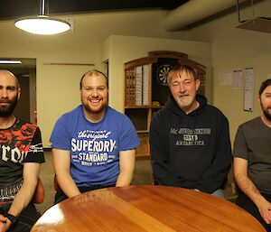 Paul Bright, Vas Georgiou, Dave Davies & Aaron Stanley on the 37th day growing beards