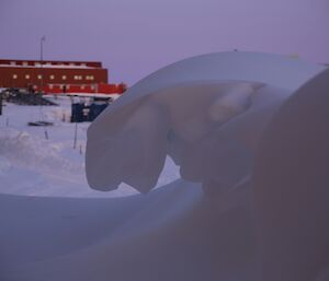 One of the amazing wave like snow sculptures formed during a blizzard at Davis