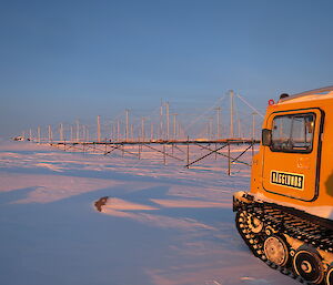 Arriving at the antenna farm near Davis by Hägglunds