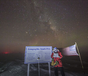 Robert Shwarz an American at Ammundsden-Scott station giving us a warm welcome on Team Davis’ arrival at the (virtual) South Pole