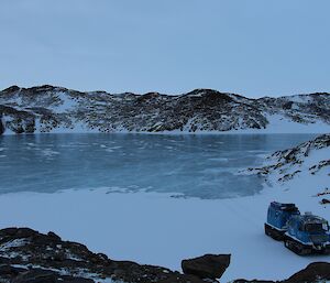 Frozen lake free of snow in the Vestfold Hills