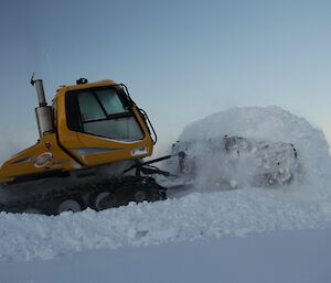 Chris Burns clearing the roads after a blizzard at Davis