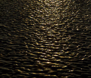 Late afternoon sun on the frozen ice of the fjords in the Vestfold Hills