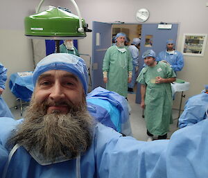 Darren White takes a selfie in the Operating Theatre