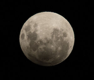 Penumbral lunar eclipse, slight shading of lower section of the moon