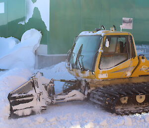 Chris Burns driving the snow groomer at Davis