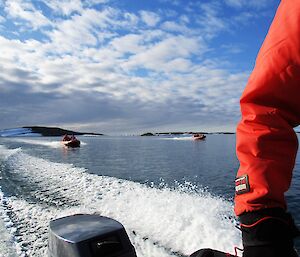 Three boats out on thee open water at Davis