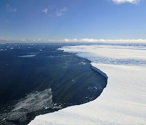 A view of the Sørsdal glacier from a helicopter during summer