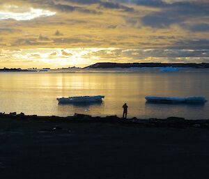 The sun setting over open water during the summer at Davis