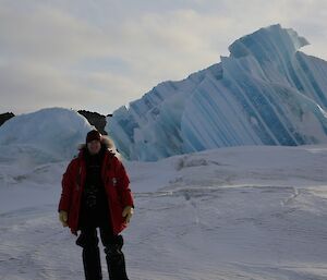 Lesley Eccles in front of a striped iceberg near Magnetic Island