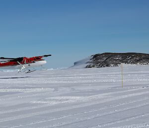 the Twin otter KCS taking off from the Davis sea ice SLA