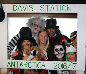 Louise, Bryce, Jen, David, Sharon, Eleri and Barry pose for a photo at the party