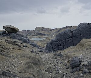 The grey moody colour palette of the Vestfolds on a day without sunshine.