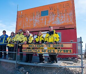A group of expeditioners arrive at Davis.