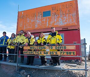 A group of expeditioners arrive at Davis.