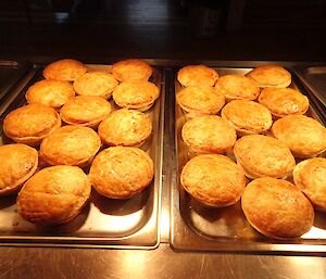 Freshly baked pies out of the new oven. They look delicious.