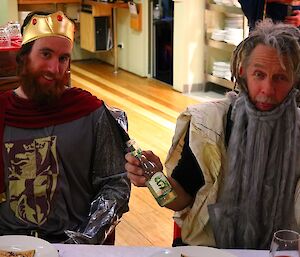 Shoey is dressed as a king while Rhys is a druid with a very long grey beard.