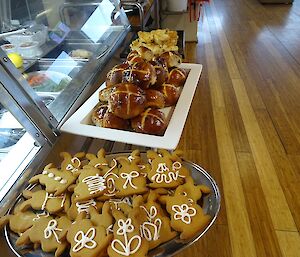 Ginger bunnies, hotcross buns and Portuguese tarts.