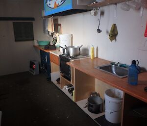 The very simple, yet functional, kitchen at Brookes Hut.