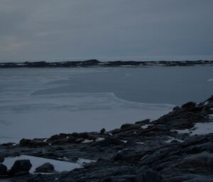 The line between our older sea ice and the newly formed sea ice from the last blizzard.