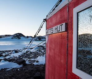 Watts hut with Ellis Fjord in the background.