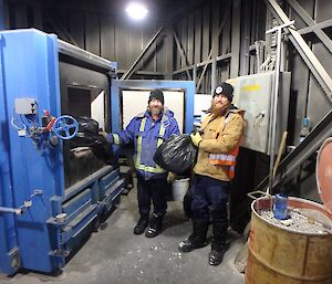Fitzy and Shoey loading Neal (the incinerator).