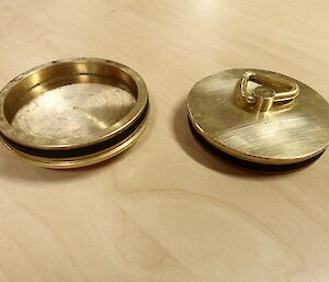 Jocks brass plugs made for the kitchen sink.