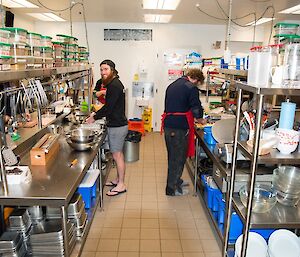 Shoey and Jock helping out in the kitchen.