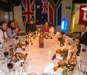 Almost ready to begin our formal dinner.
