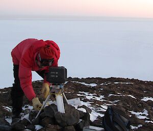 The view photographed by the camera. The darker area is new sea ice.