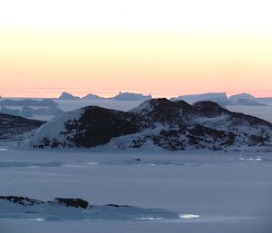 The view from Kazak Island to the northeast, out to the icebergs.