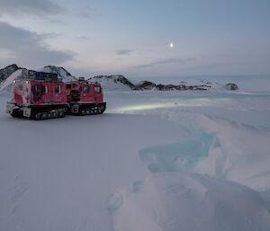 Opal, the pink hagg, travelling up Long Fjord.