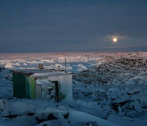 Bandits hut in full moon.