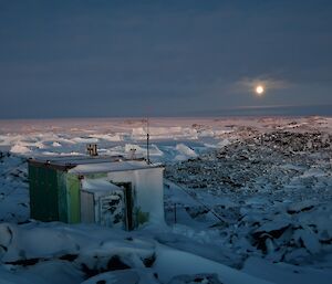 Bandits hut in full moon.