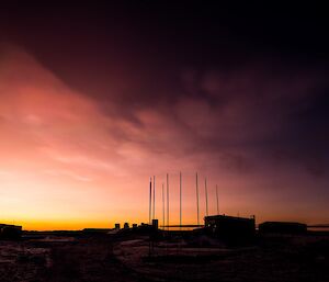 Nacreous cloud, which has a polarised looking sheen, is seen over station.