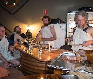 Spring lamb celebration and toga party.