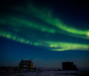 Auroras over Davis station — three bands are visible.