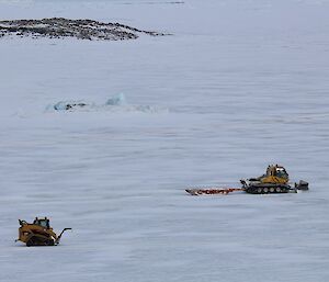 The groomer heads out to the drop zone on the morning of the event. The skidsteer also goes out to the site.