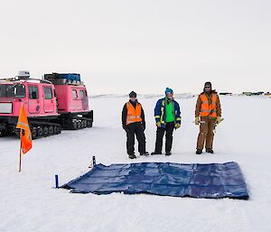 With the plane 40 minutes out and everyone in position, Kirsten, Kerryn and Sharky put out the blue tarp at the Point of Impact. This signals clearance for the pilots to proceed with the airdrop.