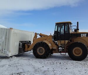 Sharky driving the 966, moving shipping containers around station.