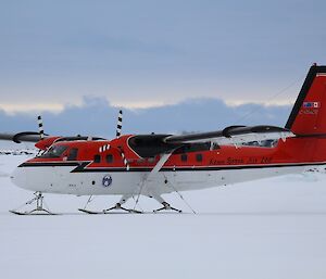 The Twin Otter taxing into the parking bay after a ten and a half hour flight from the South Pole.