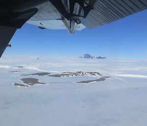 The view from the Twin Otter on approach to Mawson Station.